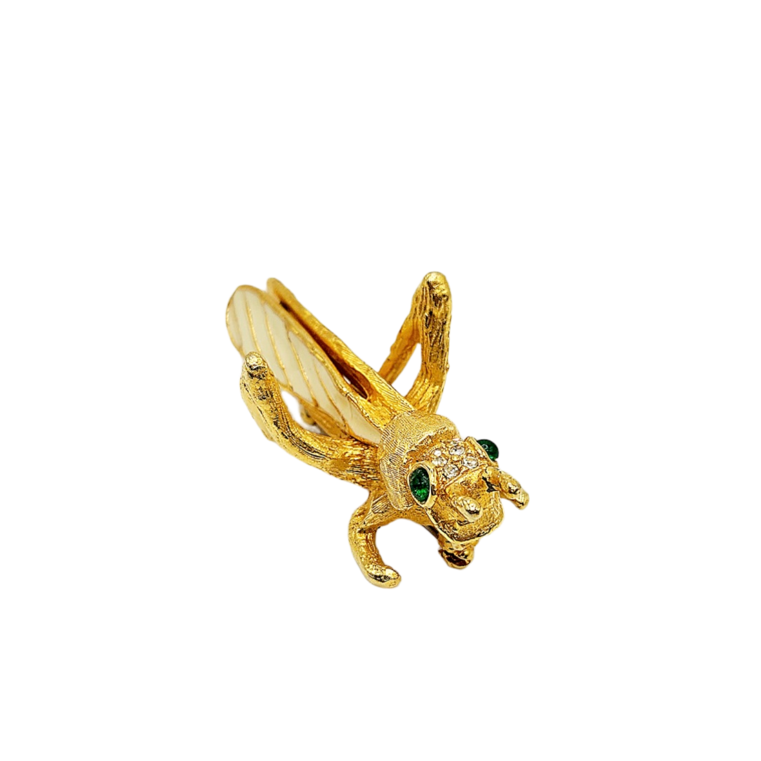 Vintage Gold & Emerald Grasshopper Pin