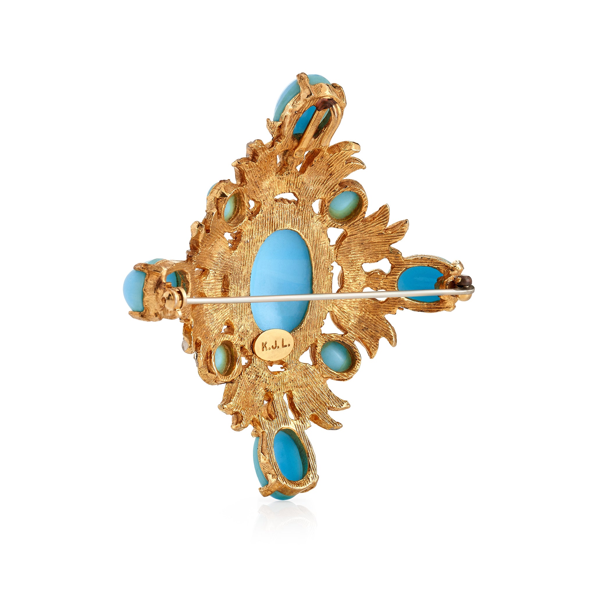 Vintage Turquoise Cabochon Brooch