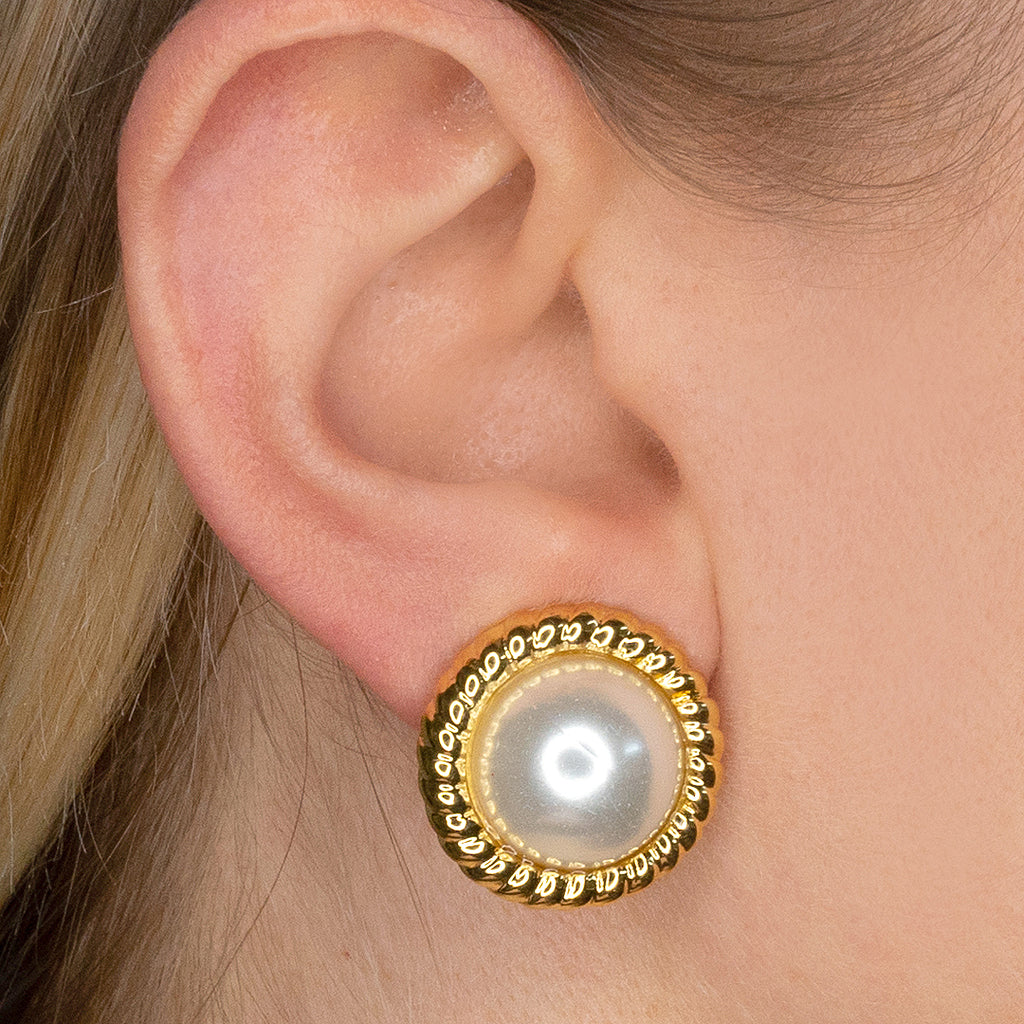 Gold Twist And Cultura Pearl Clip Earrings