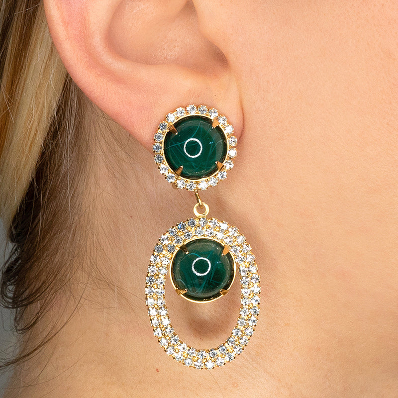 Flawed Emerald Open Teardrop Clip Earrings