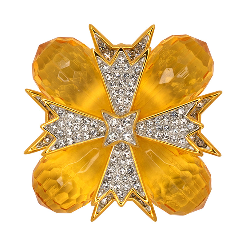 Topaz and Crystal Cross Pin