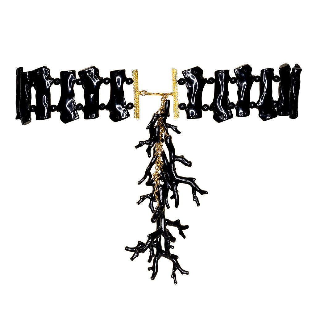 Vintage Gold And Black Coral Belt