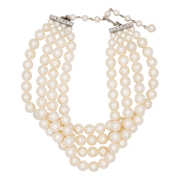 4 Row White Shell Pearl Necklace