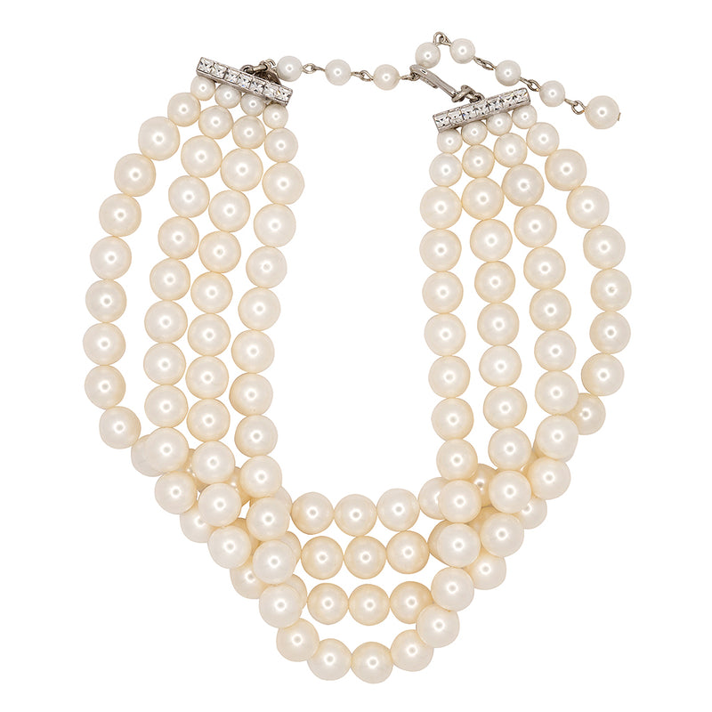 4 Row White Shell Pearl Necklace