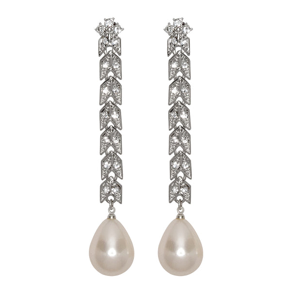 Silver And Crystal Cultura Pearl Clip Earrings