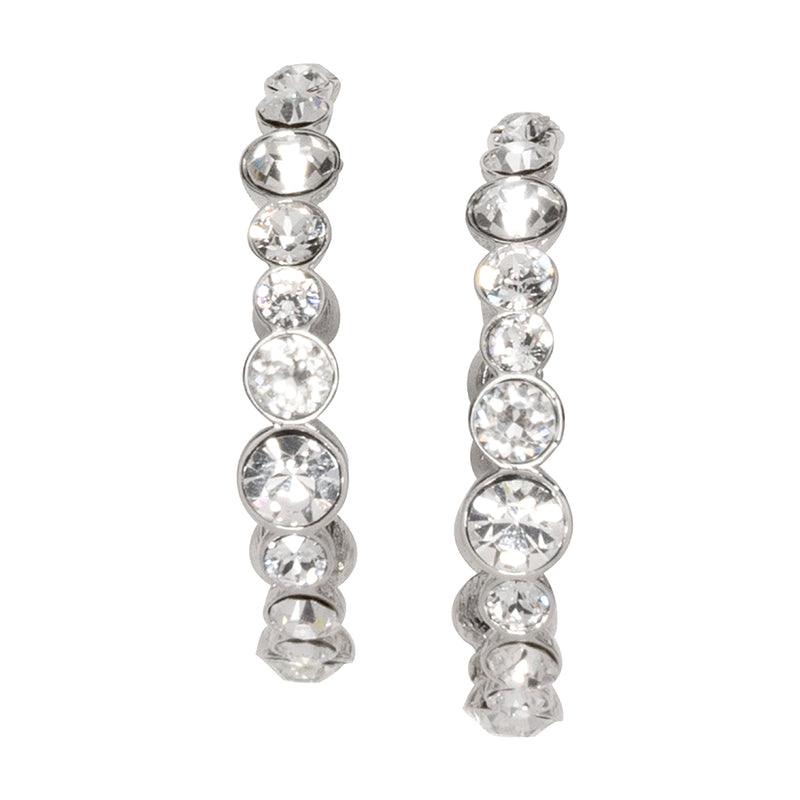 Silver and Crystal Hoop Earrings