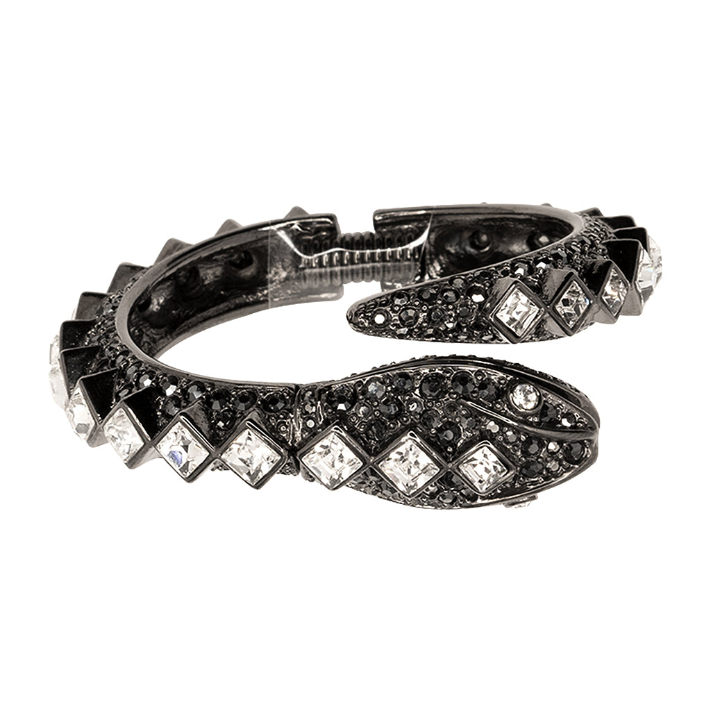 Hematite And Crystal Snake Bracelet