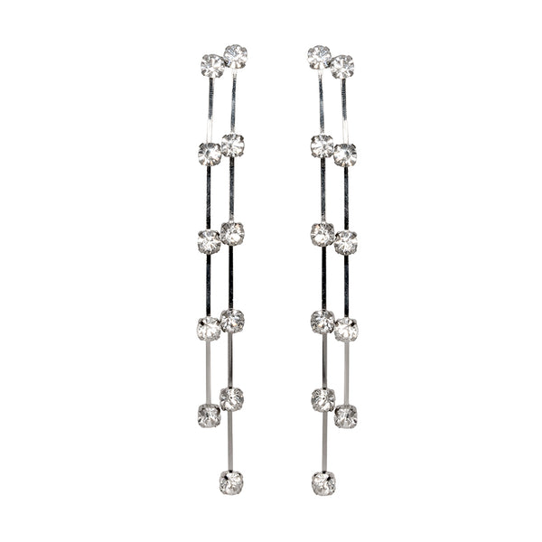 Silver and Crystal Double Row Earrings