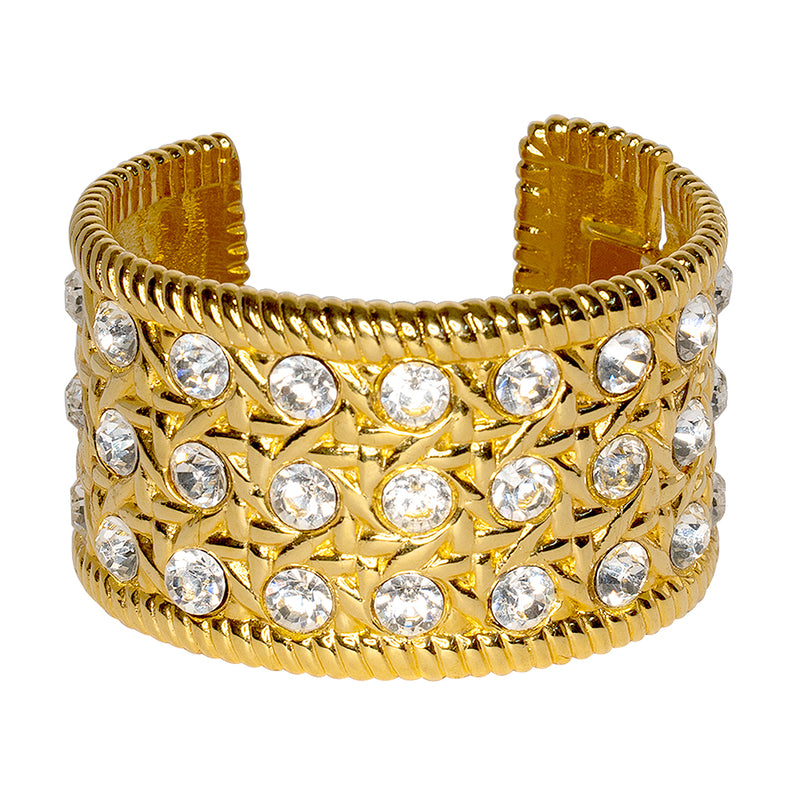 Vintage Gold Crystal Cuff Bracelet