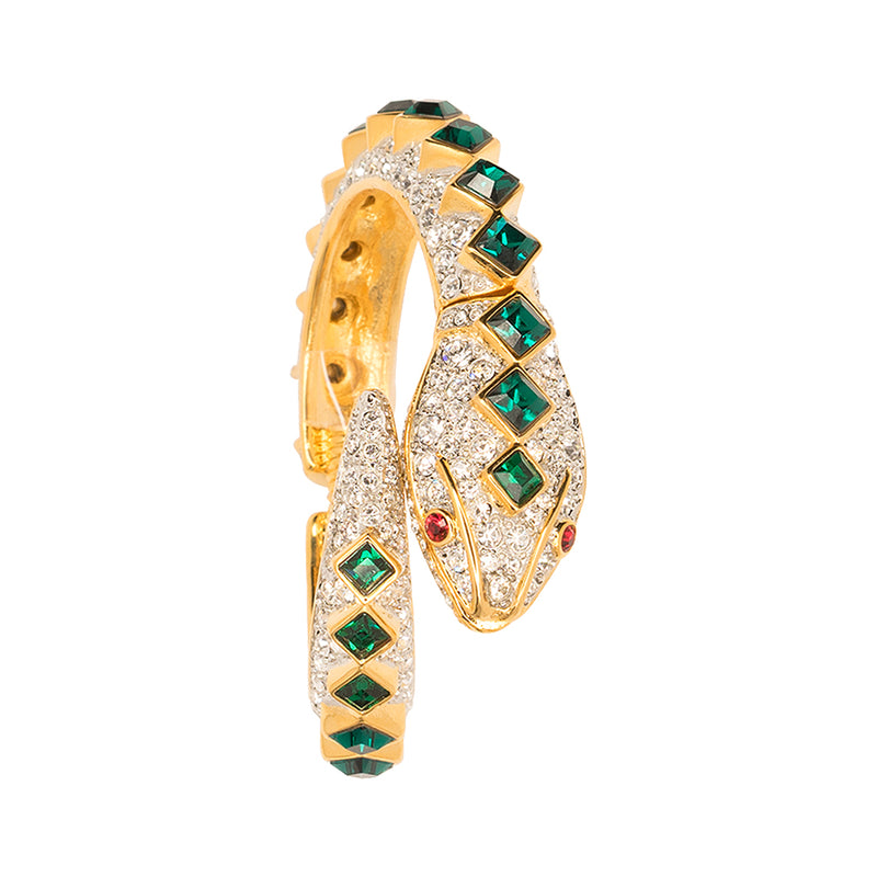 Crystal And Emerald Snake Bracelet