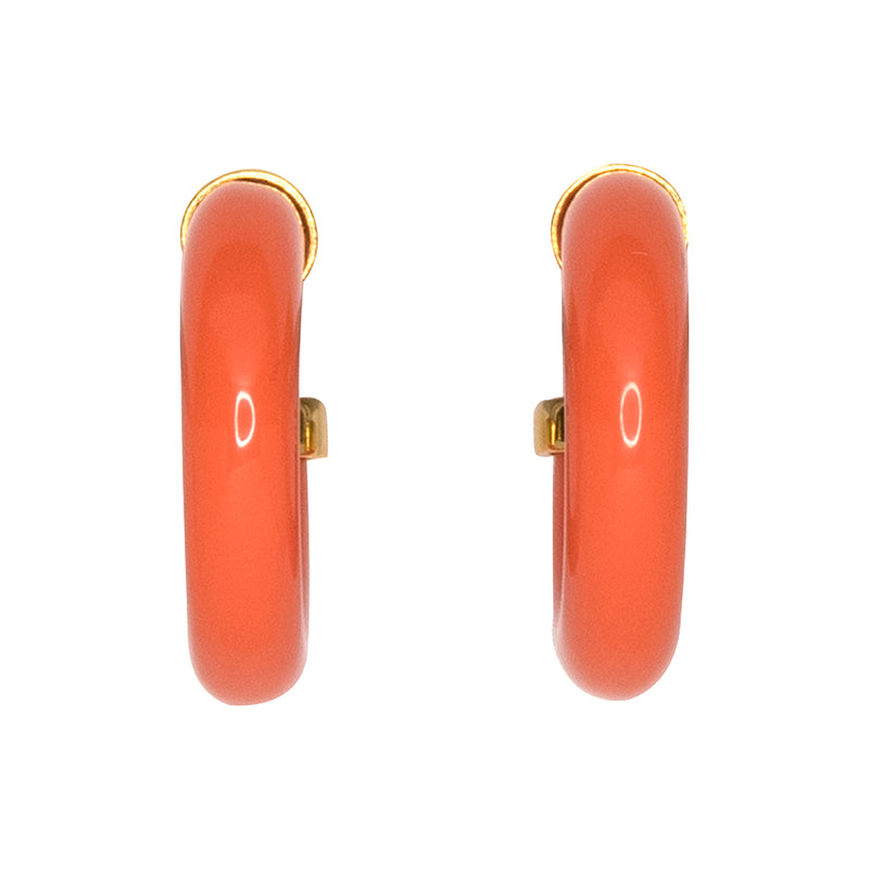 Coral Tube Hoop Pierced Earrings