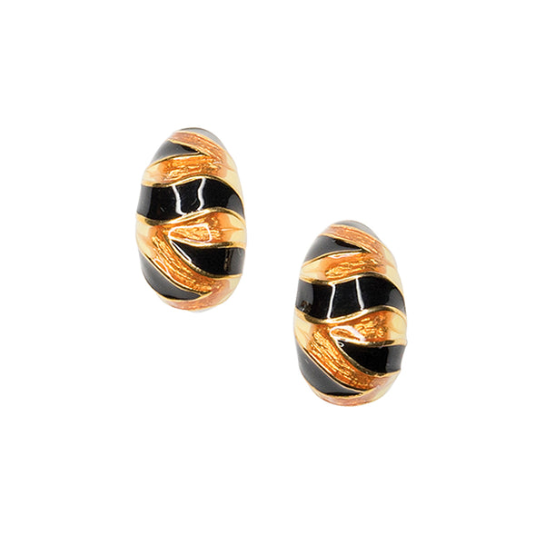 Tiger Stripe Clip Earrings