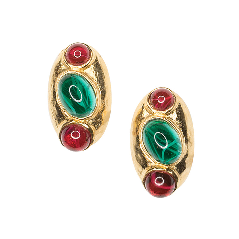 Ruby And Emerald Clip Earrings