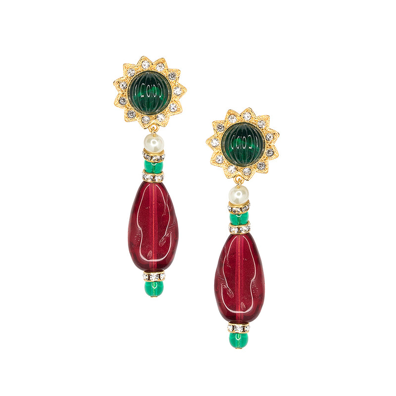 Emerald And Ruby Clip Earrings