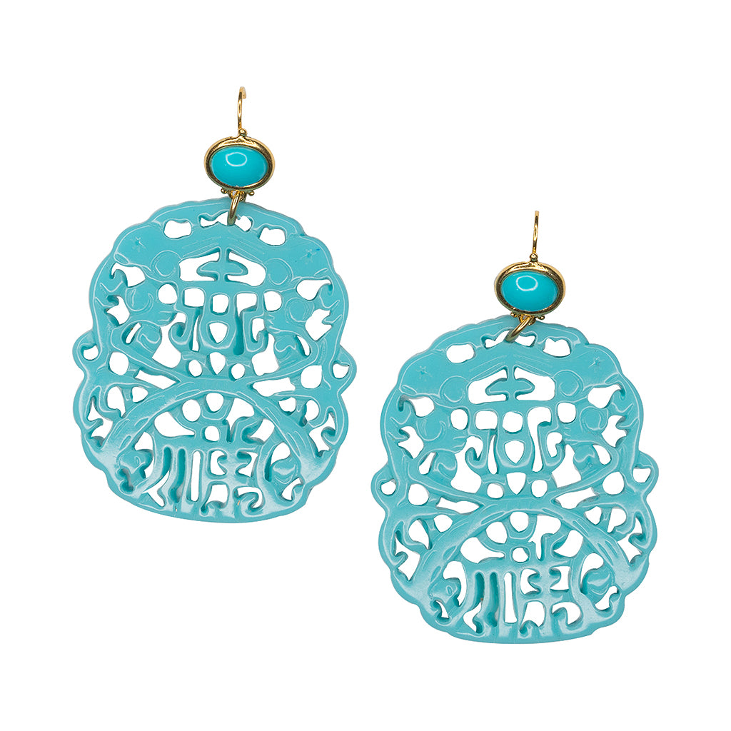 Carved Turquoise Pierced Earrings