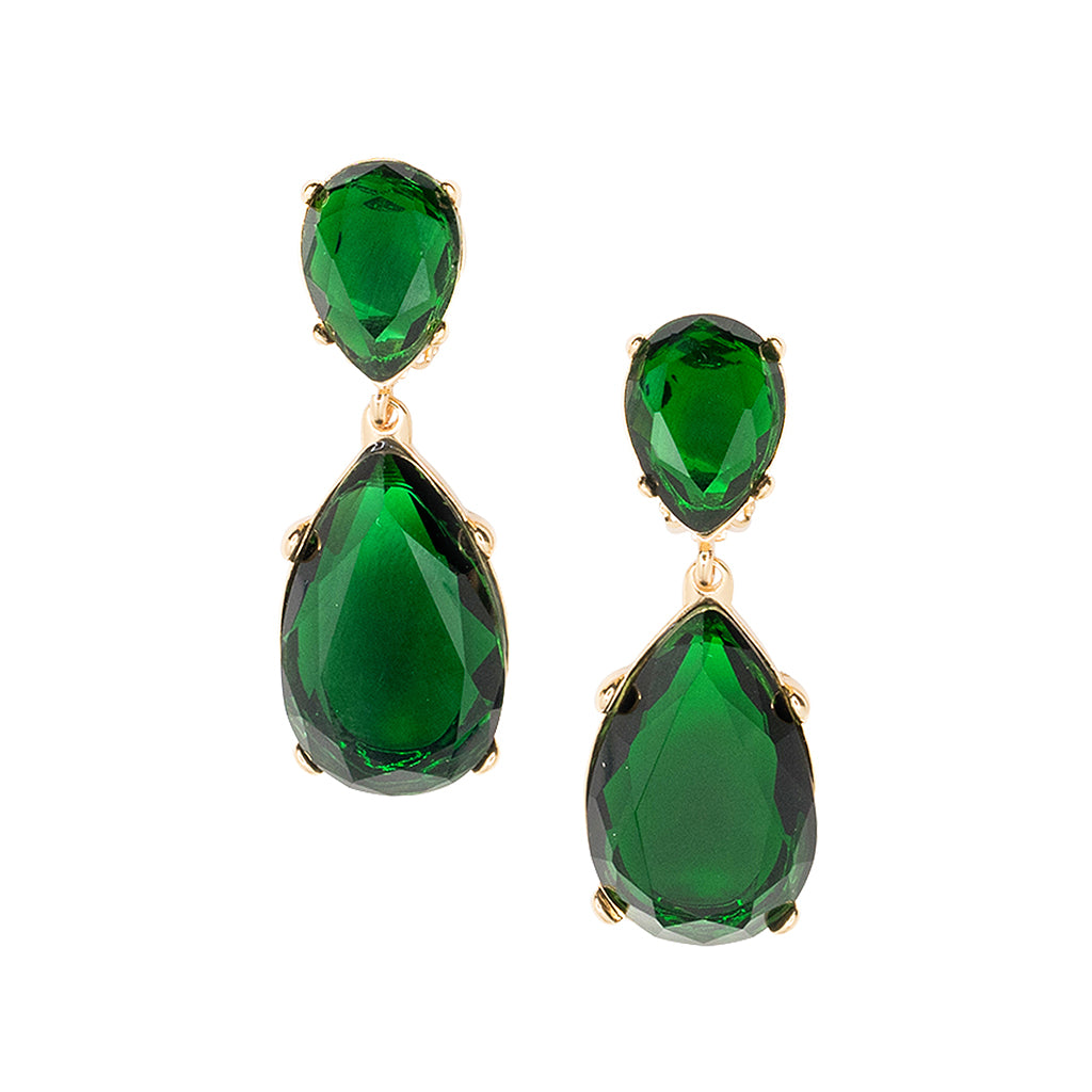 Emerald and Gold Teardrop Earrings