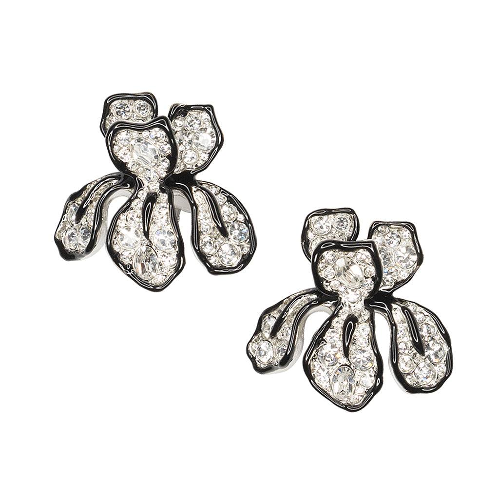 Crystal Flower Clip-On Earrings