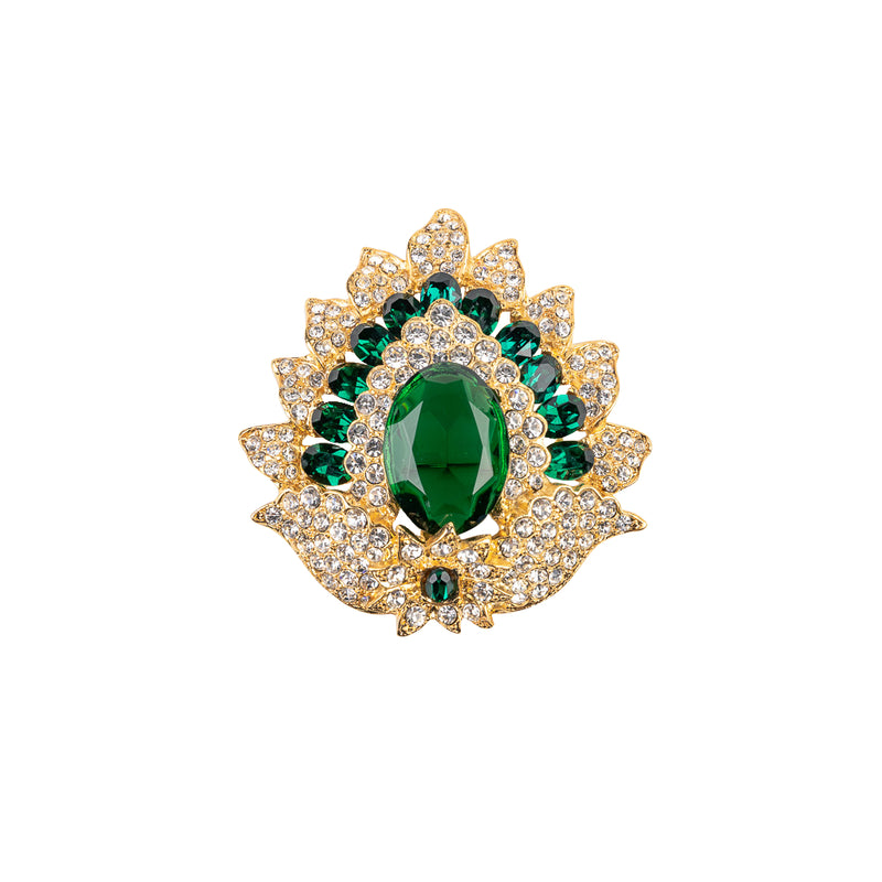 Gold and Crystal Emerald Gem Pin