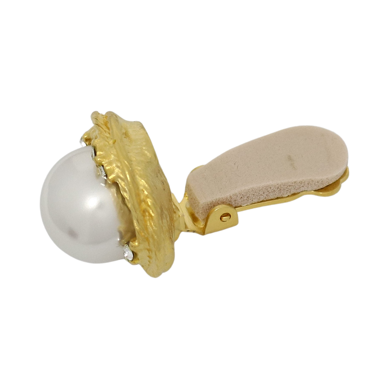 Gold & Crystal Loveknot Pearl Ball Earring