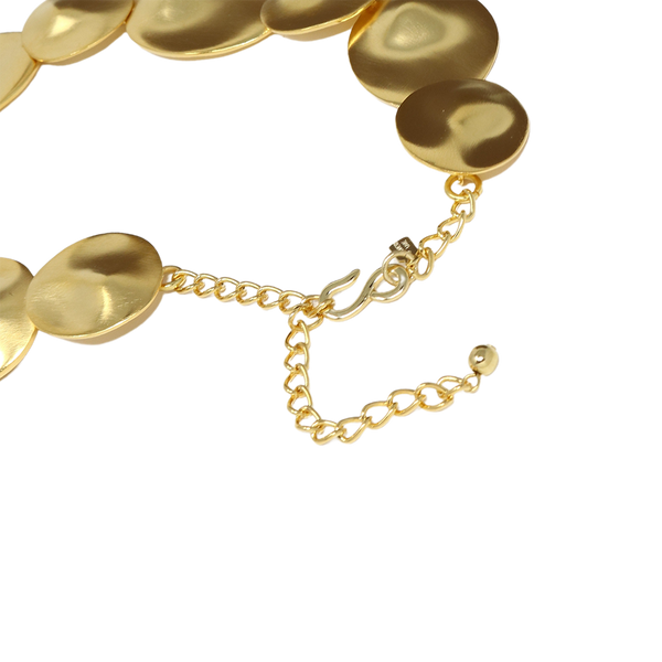 Satin Gold Dimpled Disc Necklace