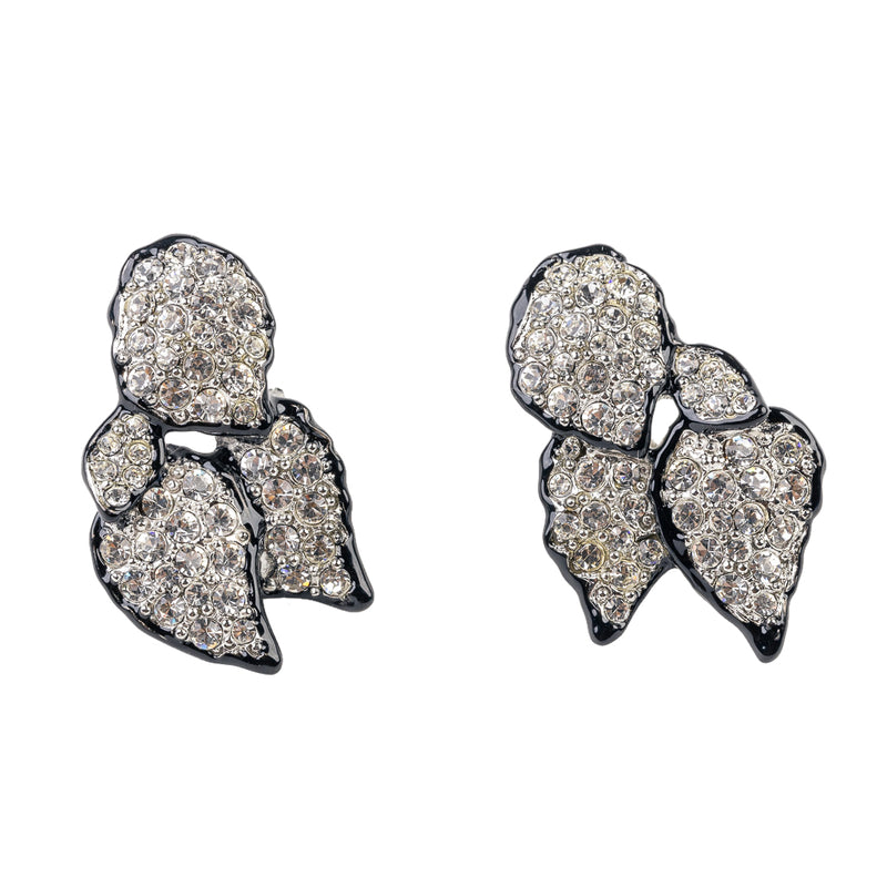 Crystal and Black Bow Clip Earring