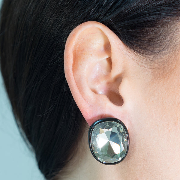 Jackie Kennedy Onassis Crystal Headlight Earrings