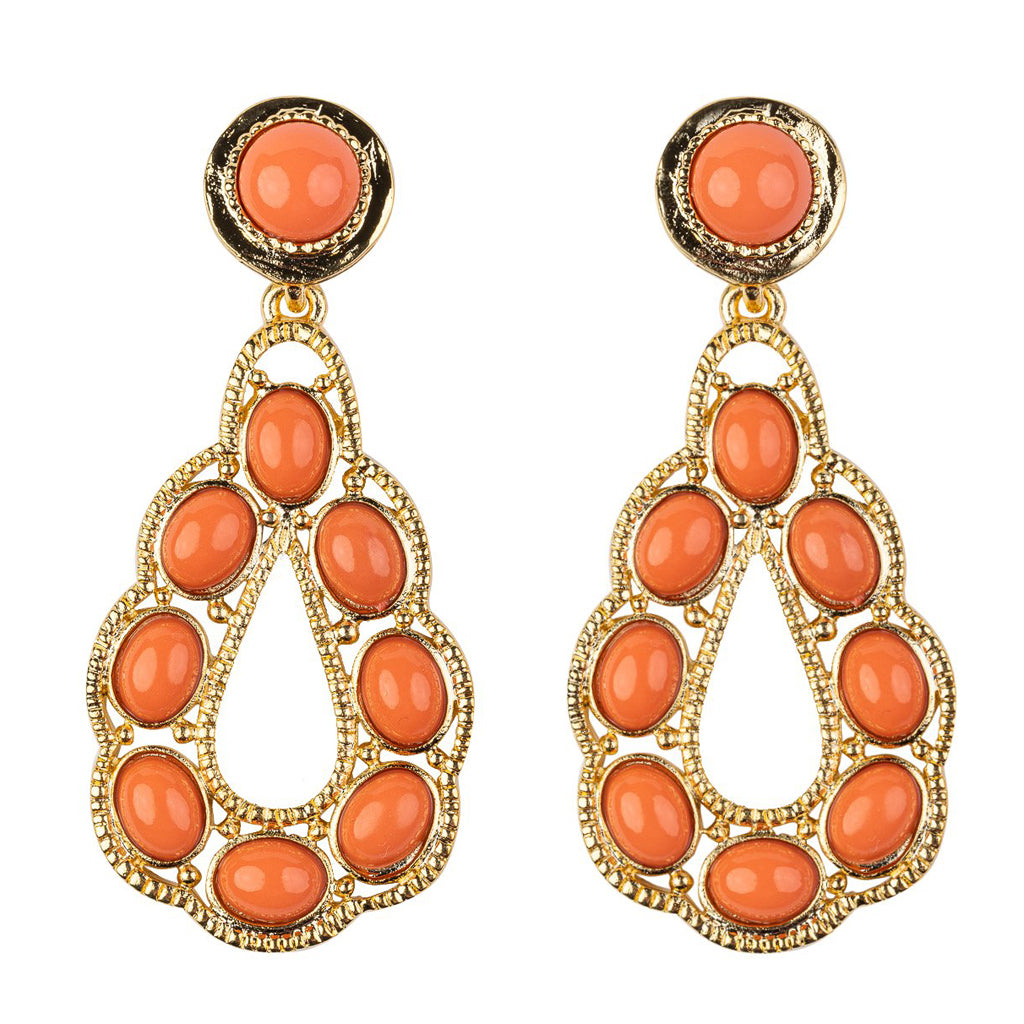 Coral Cabochons Teardrop Shape Earring