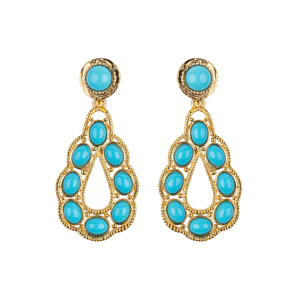 Turquoise Cabochon Drop Pierced Earrings