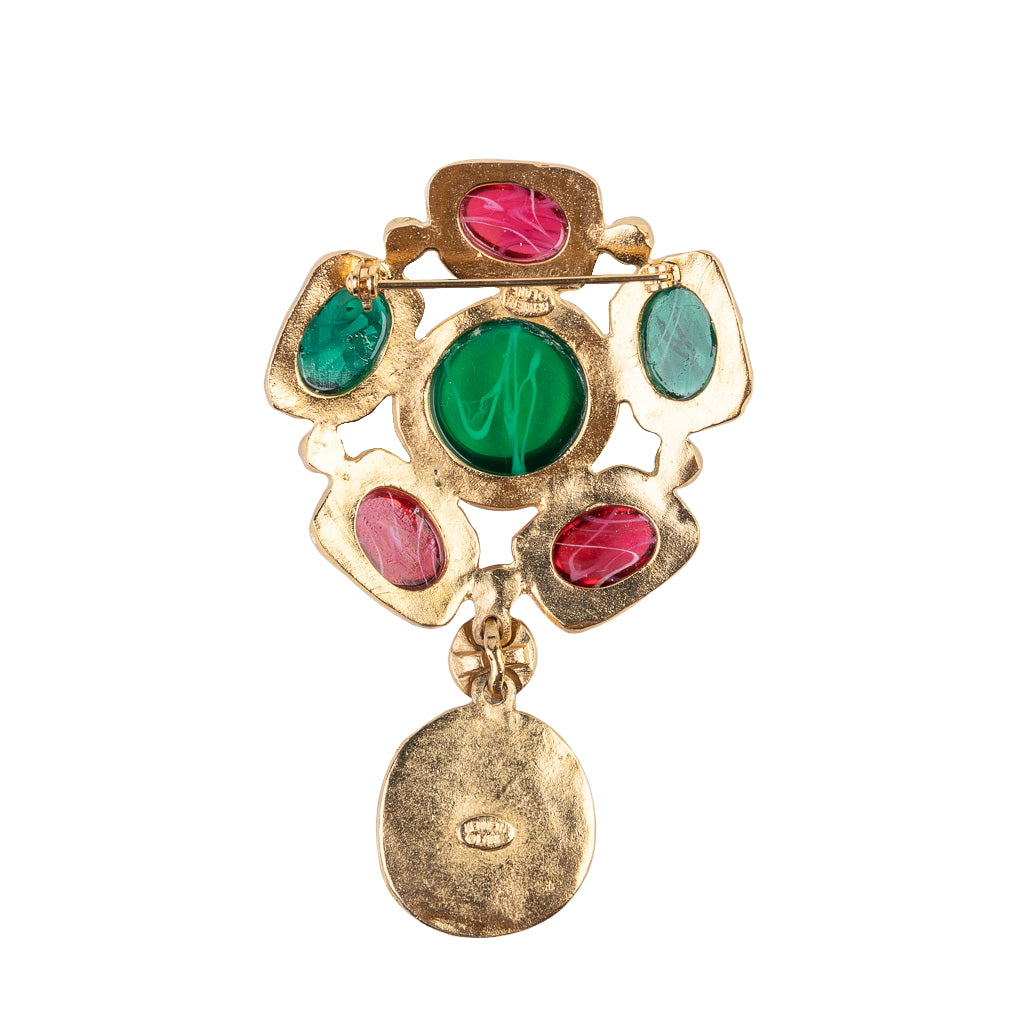 Gold and Crystal Gem Cluster Pin