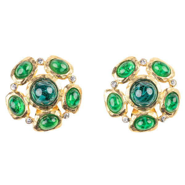 Emerald and Crystal Clip Earring