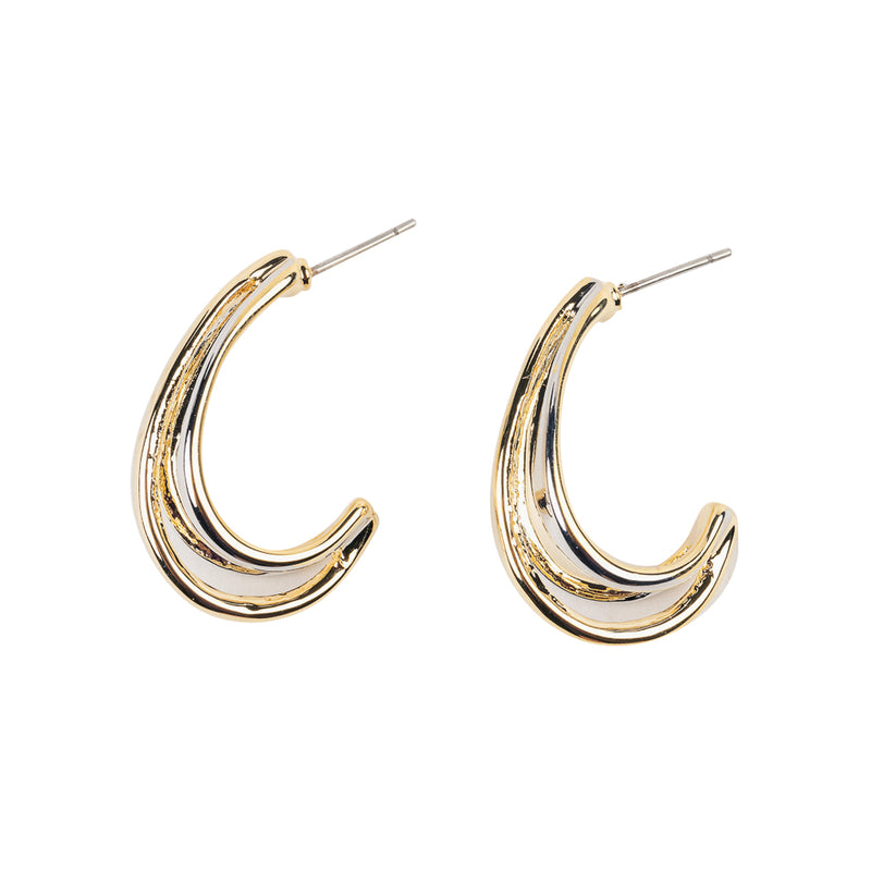 Gold and Silver Half Hoop Earring
