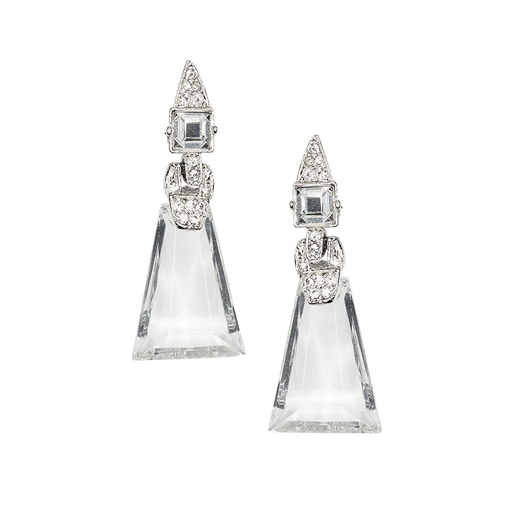 Crystal Art Deco Clip Earrings