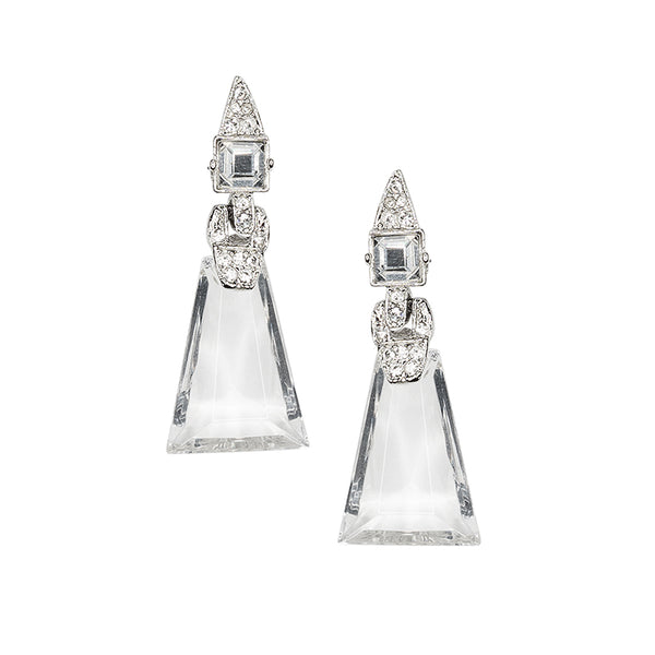 Crystal Art Deco Clip Earrings