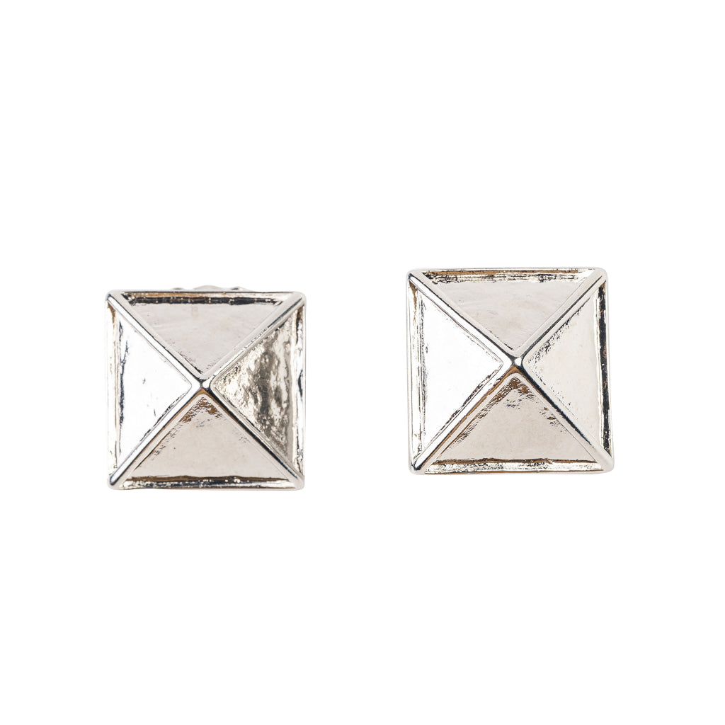 Silver Pyramid Clip Earring