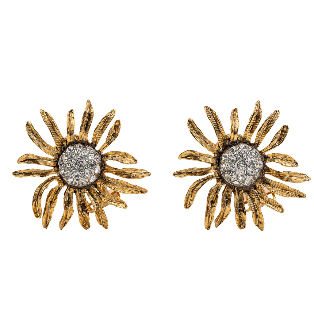 Antique Gold Flower Clip Earring