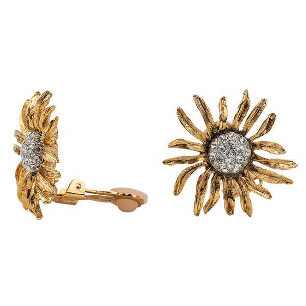 Antique Gold Flower Clip Earring