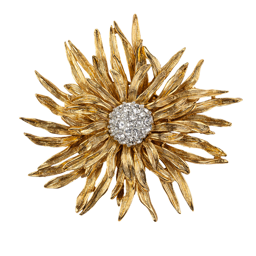 Antique Gold Flower Pin by Kenneth Jay Lane