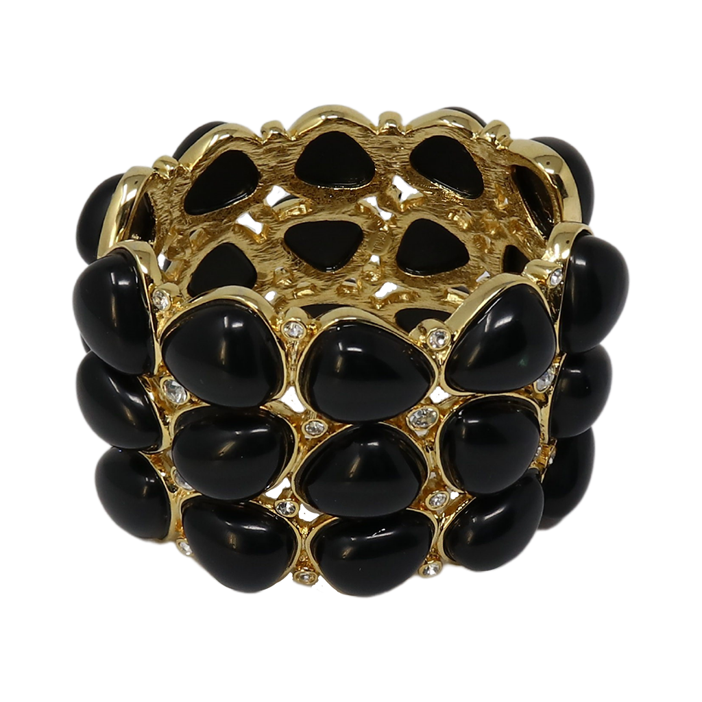 3 Row Gold Black Rounded Bracelet