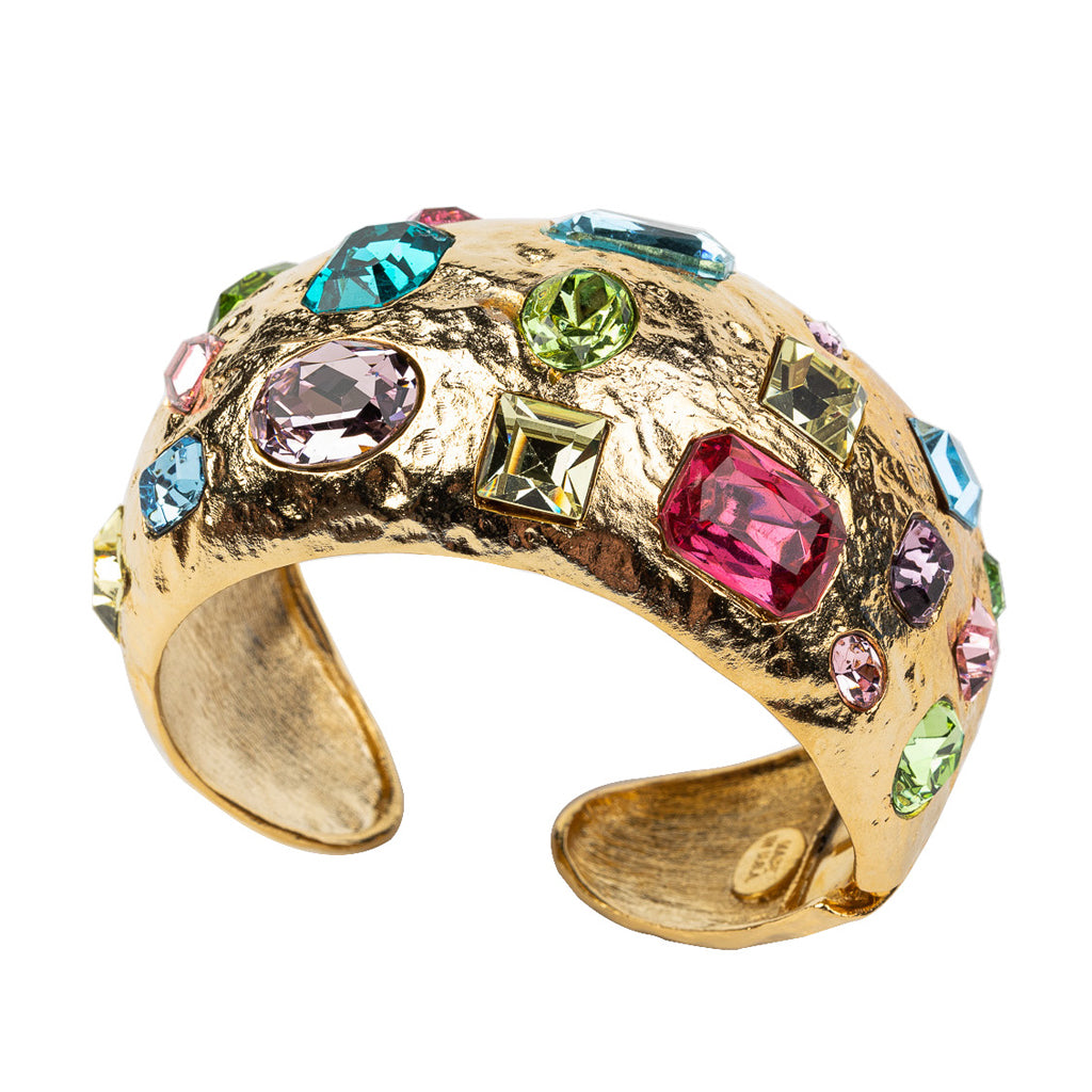 Pastel Multicolored Gemstone Cuff Bracelet