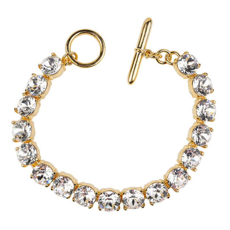 Gold Toggle Bracelet with Round Crystals