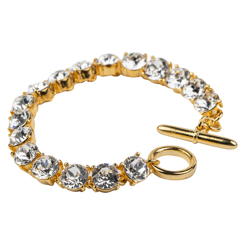 Gold Toggle Bracelet with Round Crystals
