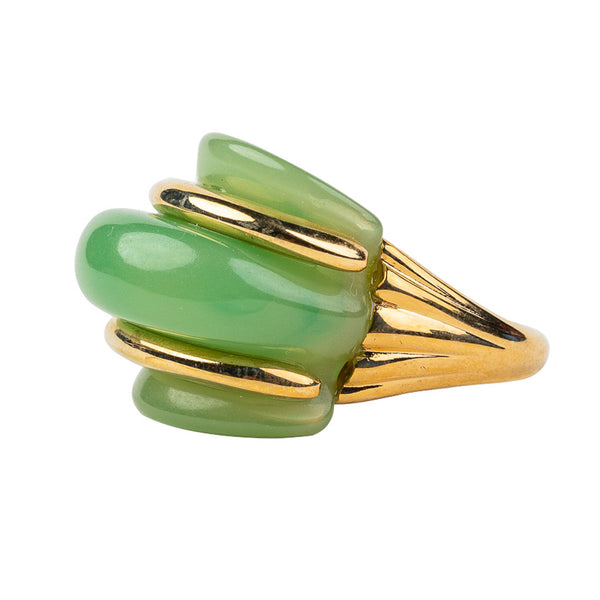 Gold and Jade Double Ribbed Ring