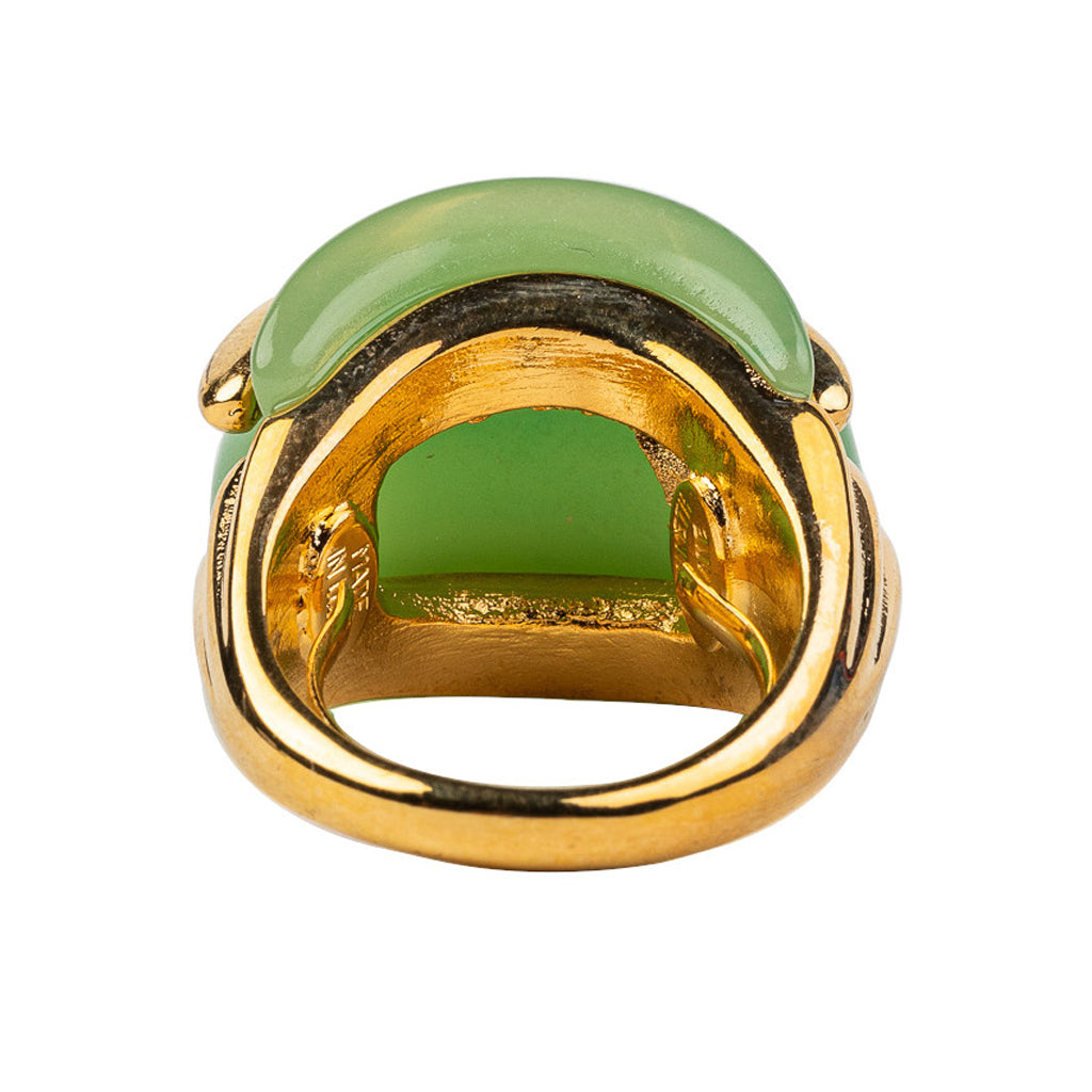 Gold and Jade Double Ribbed Ring