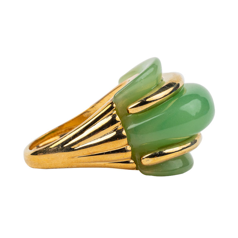 Gold and Jade Double Ribbed Ring