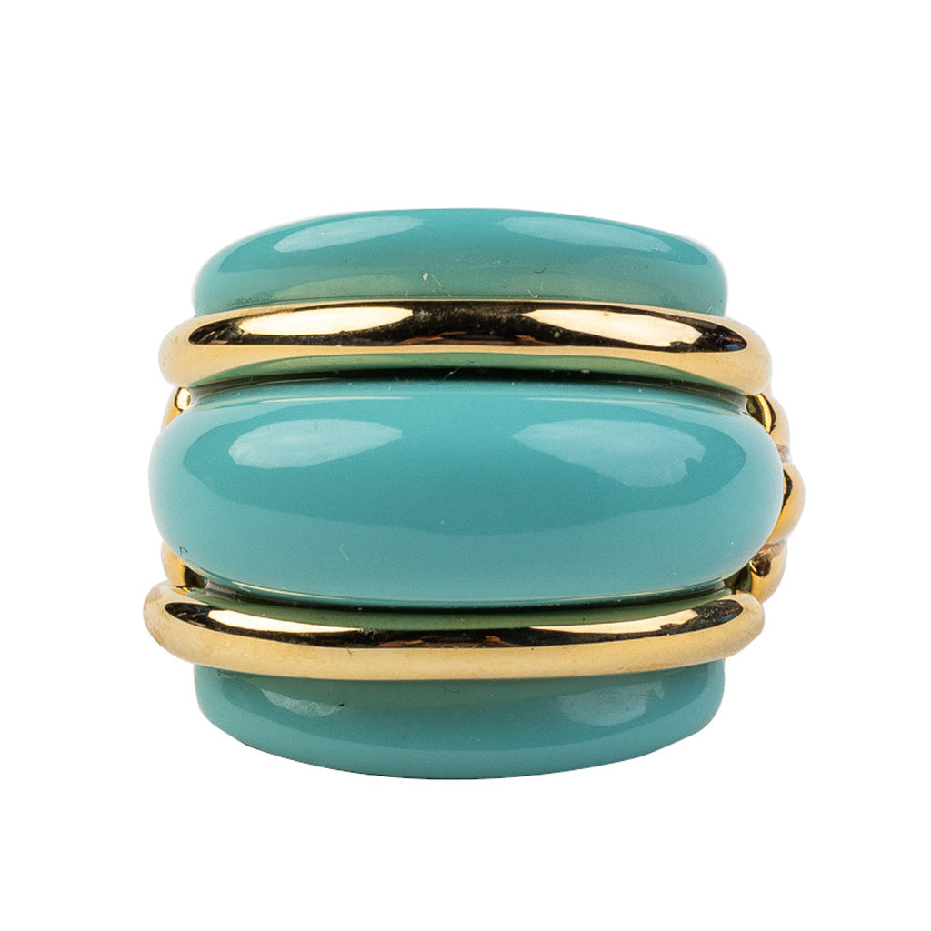 Gold and Turquoise Double Ribbed Ring