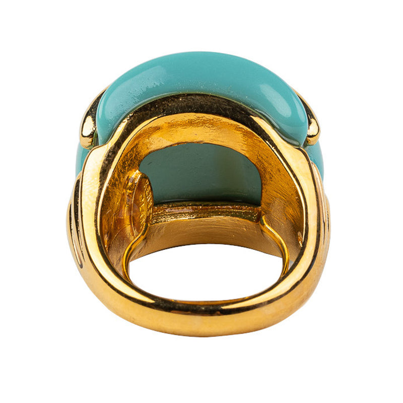 Gold and Turquoise Double Ribbed Ring