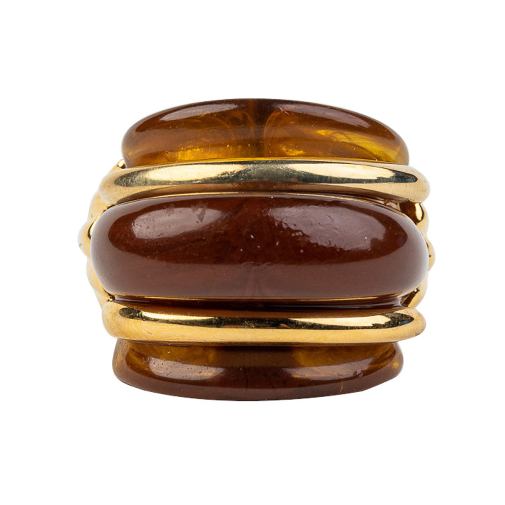 Gold and Tortoise Double Ribbed Ring