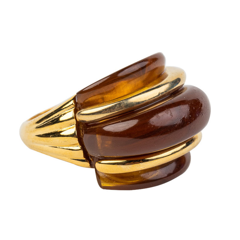 Gold and Tortoise Double Ribbed Ring