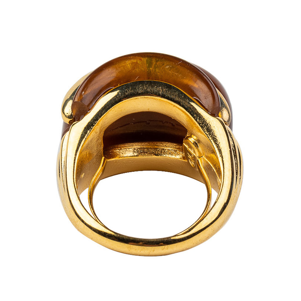 Gold and Tortoise Double Ribbed Ring