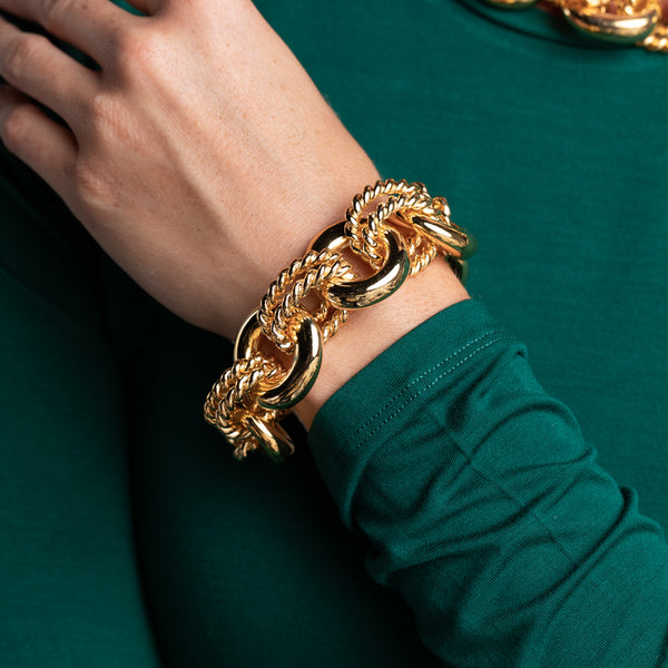 Polished Gold Rope Link Bracelet